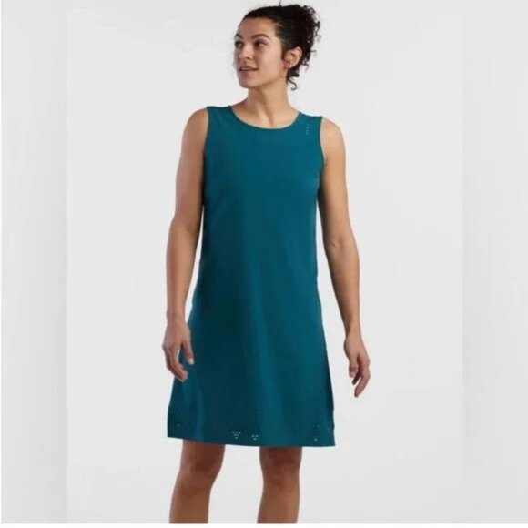 Title Nine Sleeveless Laser Cut Lightweight Pull-Over Dress Teal size XS - Picture 2 of 10